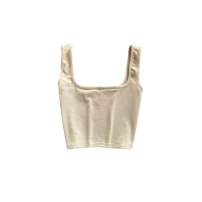 Neutral beige crop top with soft straps.