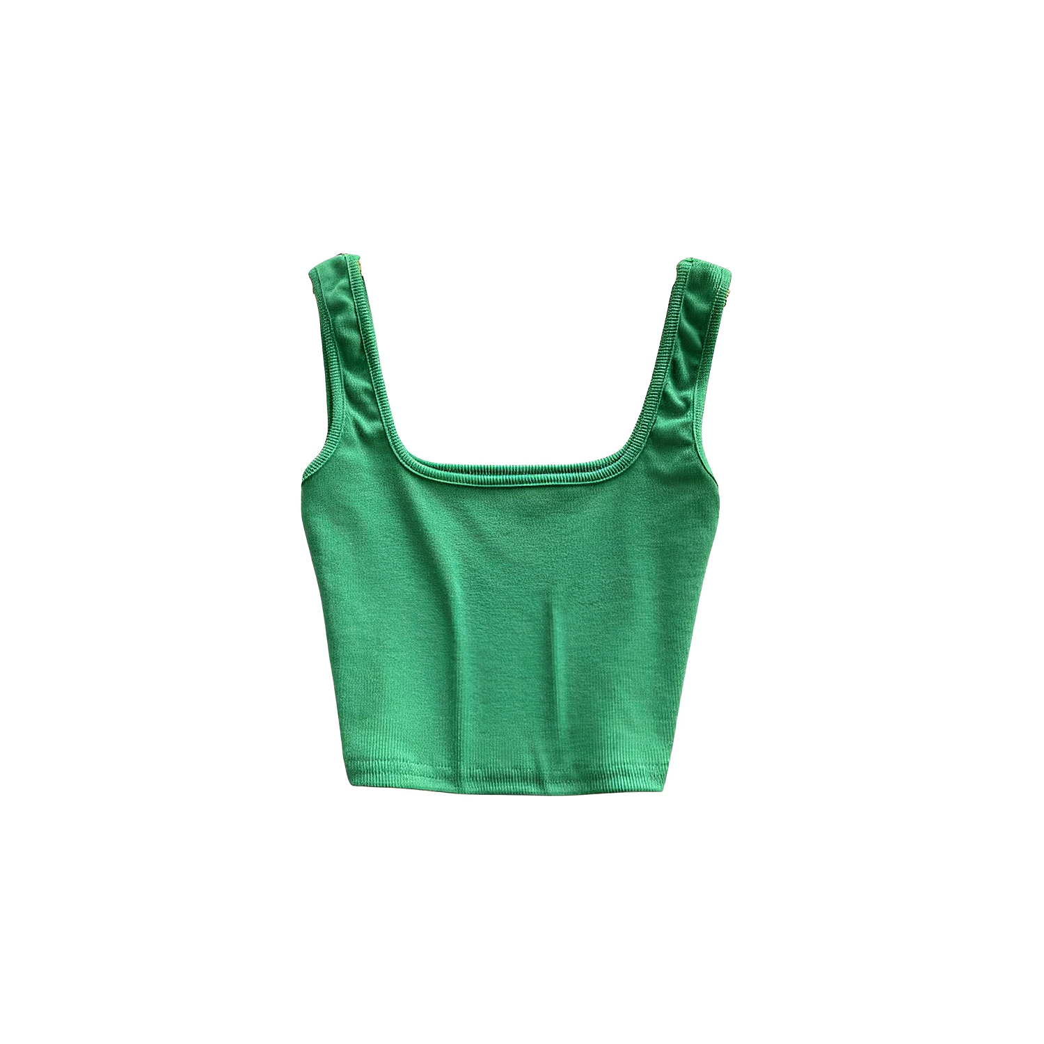 Refreshing green crop top with square neckline.