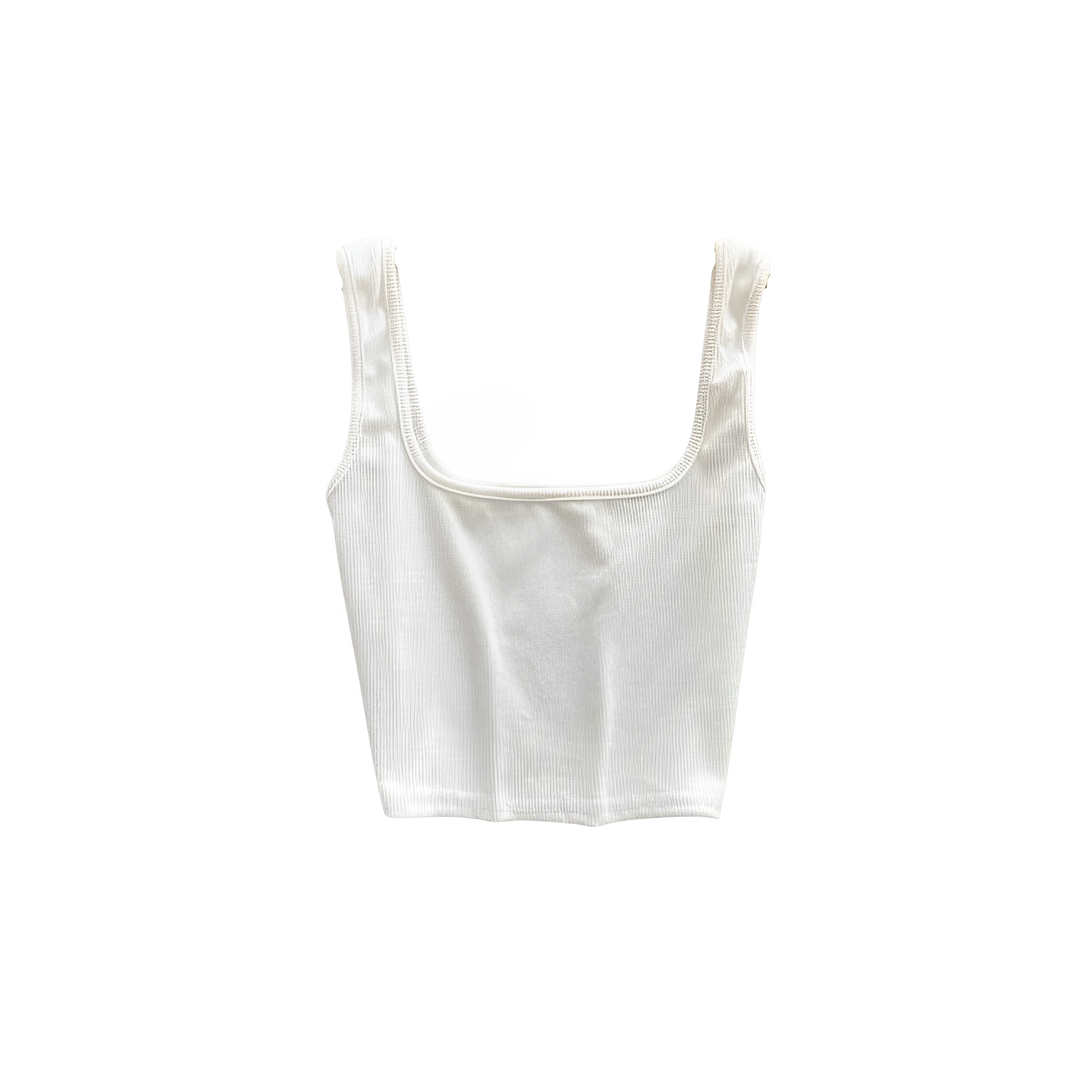 Classic white crop top, perfect for any style.